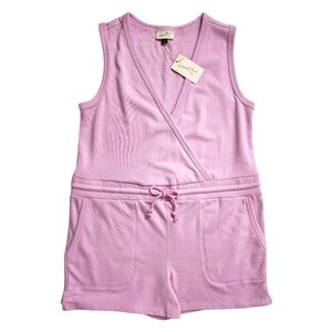 Universal Thread Cozy Sleeveless Romper Shorts Self-tie Surplice Cotton Pink XL